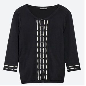 Brixton Ivy - Sherman Button Up Cardigan Black with White Trim
